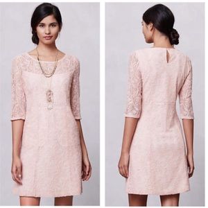 Anthropologie Maeve Blush Pink Lace Dress